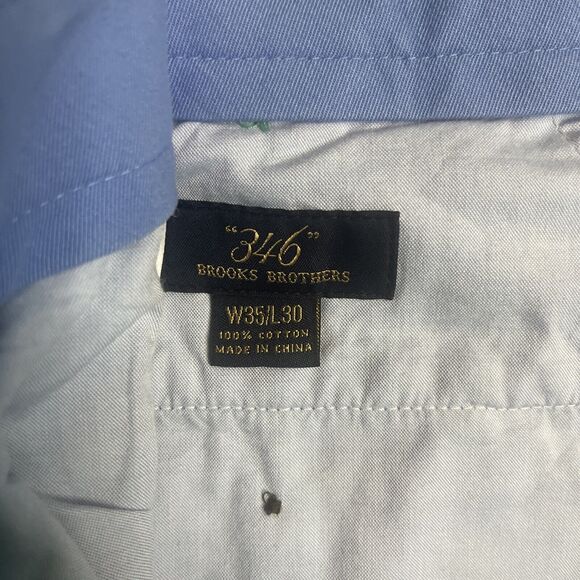 Brooks Brothers 346 Golf Pants Actual 35x30 Blue Green Colorblock Chino - Picture 3 of 8